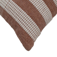 Handwoven Cotton Cushion Cover 45x45 cm | Textured Woven Stripe Design | Brown & Ivory Decorative Throw Pillow Cover | Hidden Zipper | Modern Boho Home Décor