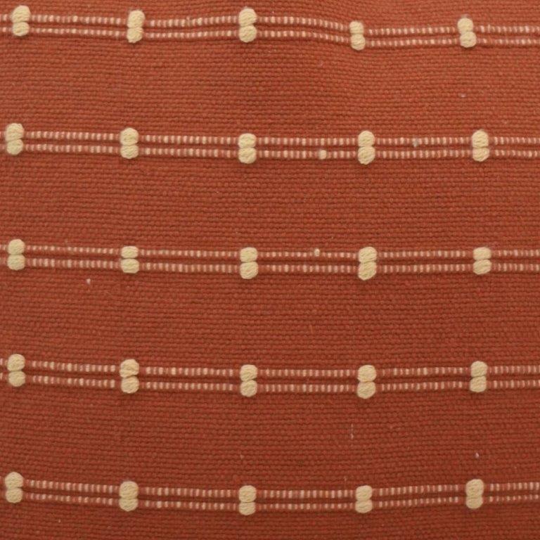 Handwoven Rust Cotton Cushion Cover | Textured Dotted Stripe Design | 45x45 cm Decorative Pillow Cover