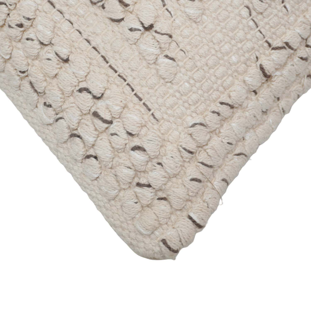 Handmade Tufted Cotton Cushion Cover 45x45 cm | Boho Textured Throw Pillow Cover | Ivory Decorative Cushion Cover with Hidden Zip | 100% Cotton - Bulk manufacturer & supplier from Panipat, India