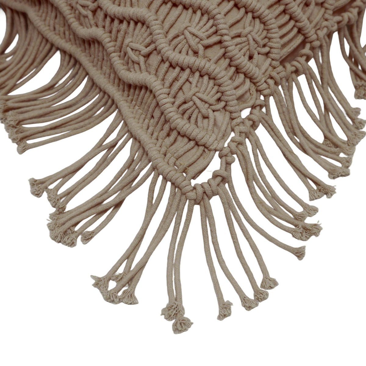 Handcrafted Macramé Cotton Cushion Cover 45x45 cm – Textured Boho Fringe Pillow Cover