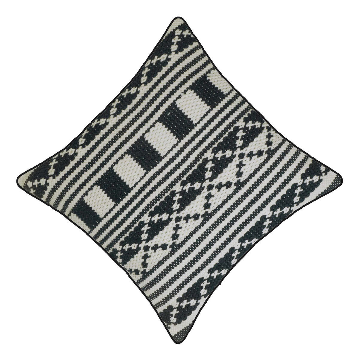 Handwoven Black & Ivory Cotton Cushion Cover – 45 x 45 cm