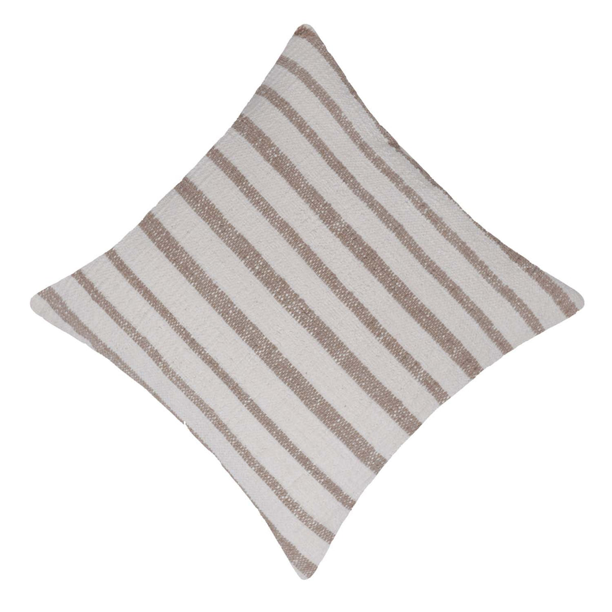 Handwoven Cotton Striped Cushion Cover 45x45 cm | Woven Textured Throw Pillow Cover | Beige & Ivory Decorative Cushion Cover | Modern Farmhouse Home Décor - Bulk manufacturer & supplier from Panipat, India