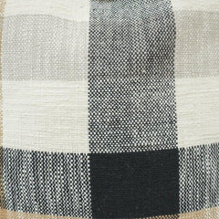 Handwoven Checkered Cotton Cushion Cover 45x45 cm | Beige, Ivory & Charcoal Plaid Decorative Pillow Cover