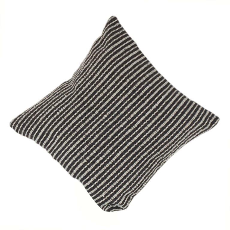 Handwoven Black & White Striped Cotton Cushion Cover | Textured Modern Accent Pillow - Bulk manufacturer & supplier from Panipat, India