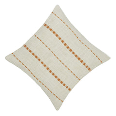 Ivory and terracotta striped handwoven cotton cushion cover 45x45 cm