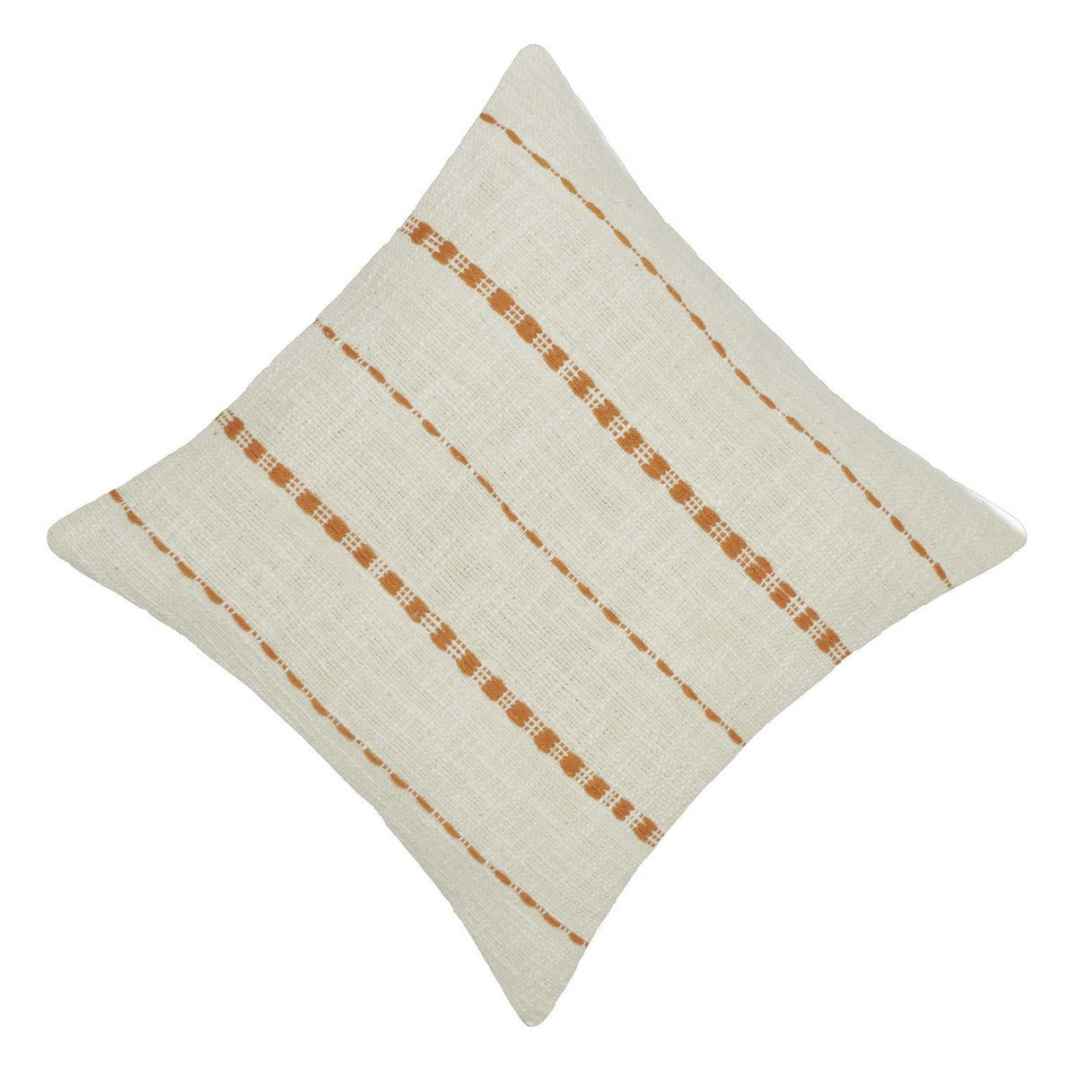 Ivory and terracotta striped handwoven cotton cushion cover 45x45 cm