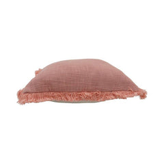 Blush Pink Fringed Cotton Cushion Cover | Soft Textured Throw Pillow Cover | 45x45 cm
