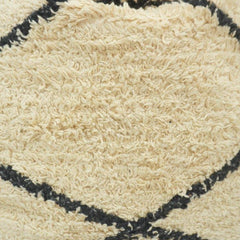 Handmade Moroccan Tufted Cotton Cushion Cover 45x45 cm | Cream & Black Geometric Pattern | Boho Decorative Pillow Cover