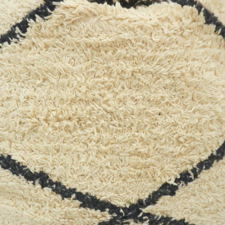 Handmade Moroccan Tufted Cotton Cushion Cover 45x45 cm | Cream & Black Geometric Pattern | Boho Decorative Pillow Cover