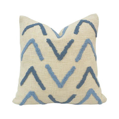 Tufted Chevron Cotton Cushion Cover – Blue Abstract Pattern | 45x45 cm Decorative Throw Pillow Cover