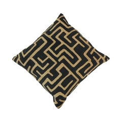 Black & Beige Geometric Jacquard Cotton Cushion Cover | 45x45 cm Modern Abstract Decorative Pillow Cover
