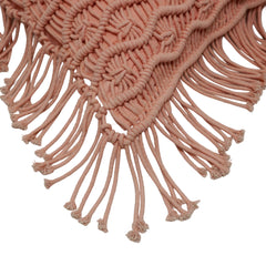 Handwoven Macramé Cotton Cushion Cover with Fringe | Boho Decorative Throw Pillow Cover | 45 x 45 cm | Blush Pink