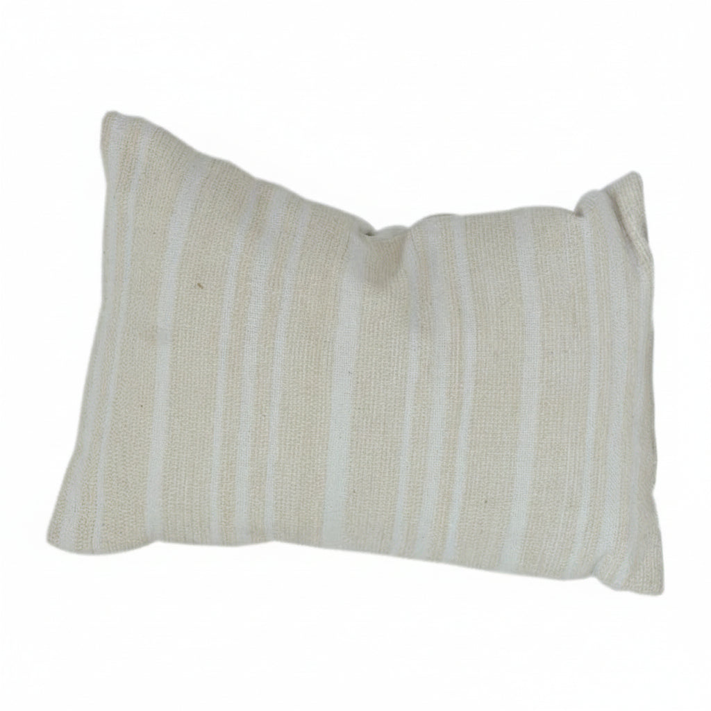 Textured Cotton Cushion Cover 35x50 cm | Neutral Woven Stripe Design | Minimalist Beige Pillow Cover with Hidden Zip