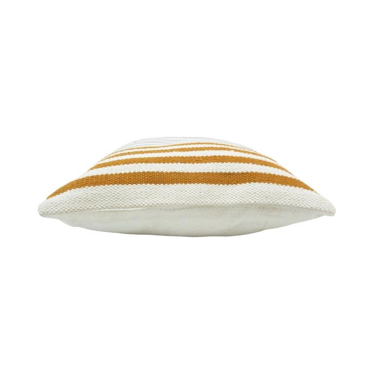 Mustard and grey striped woven cotton cushion cover 45x45 cm