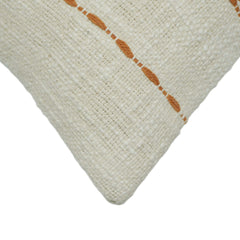 Ivory and terracotta striped handwoven cotton cushion cover 45x45 cm