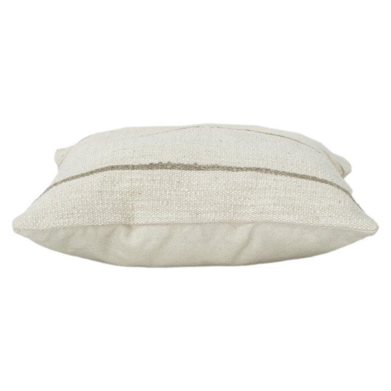 Minimalist Striped Cotton Cushion Cover 45x45 cm | Neutral Woven Throw Pillow Cover | Modern Rustic Home Décor