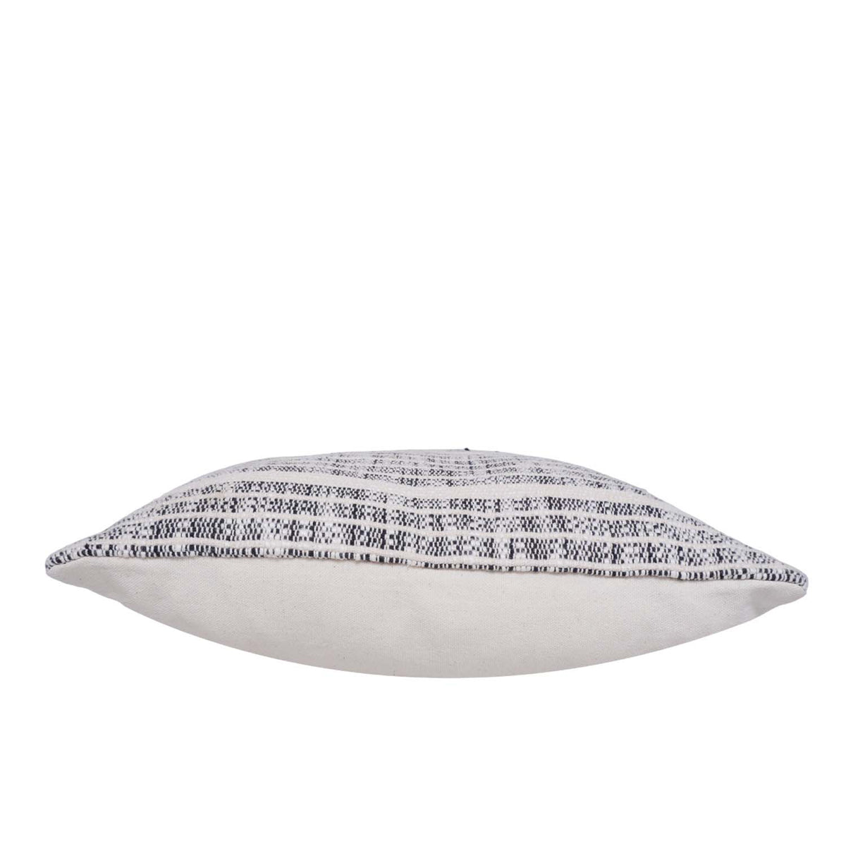 Handwoven Black & Ivory Cotton Cushion Cover 45x45 cm | Modern Striped Textured Throw Pillow Cover | Handmade Home Décor - Bulk manufacturer & supplier from Panipat, India