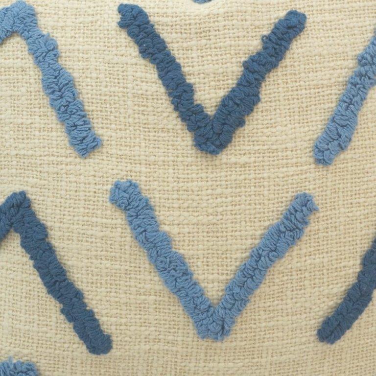 Tufted Chevron Cotton Cushion Cover – Blue Abstract Pattern | 45x45 cm Decorative Throw Pillow Cover - Bulk manufacturer & supplier from Panipat, India