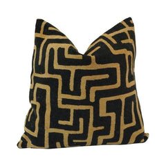 Black & Beige Geometric Jacquard Cotton Cushion Cover | 45x45 cm Modern Abstract Decorative Pillow Cover