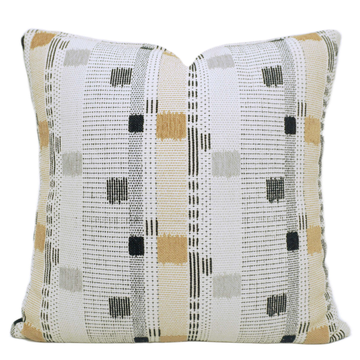 Beige Black & Grey Geometric Handwoven Cotton Cushion Cover 45x45 cm
