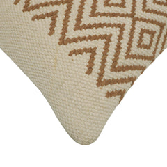 Handwoven Cotton Cushion Cover 45x45 cm | Geometric Diamond Pattern | Textured Woven Decorative Throw Pillow Cover | Beige & Natural | Hidden Zip | Boho Home Décor