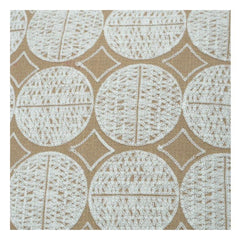 Geometric Embroidered Cotton Cushion Cover 45x45 cm | Beige & Ivory Textured Circle Pattern | Modern Decorative Pillow Cover