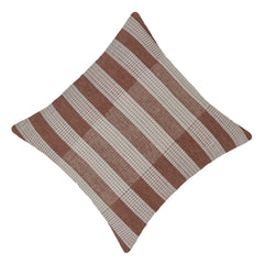 Handwoven Cotton Cushion Cover 45x45 cm | Textured Woven Stripe Design | Brown & Ivory Decorative Throw Pillow Cover | Hidden Zipper | Modern Boho Home Décor