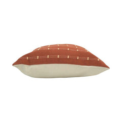 Handwoven Rust Cotton Cushion Cover | Textured Dotted Stripe Design | 45x45 cm Decorative Pillow Cover