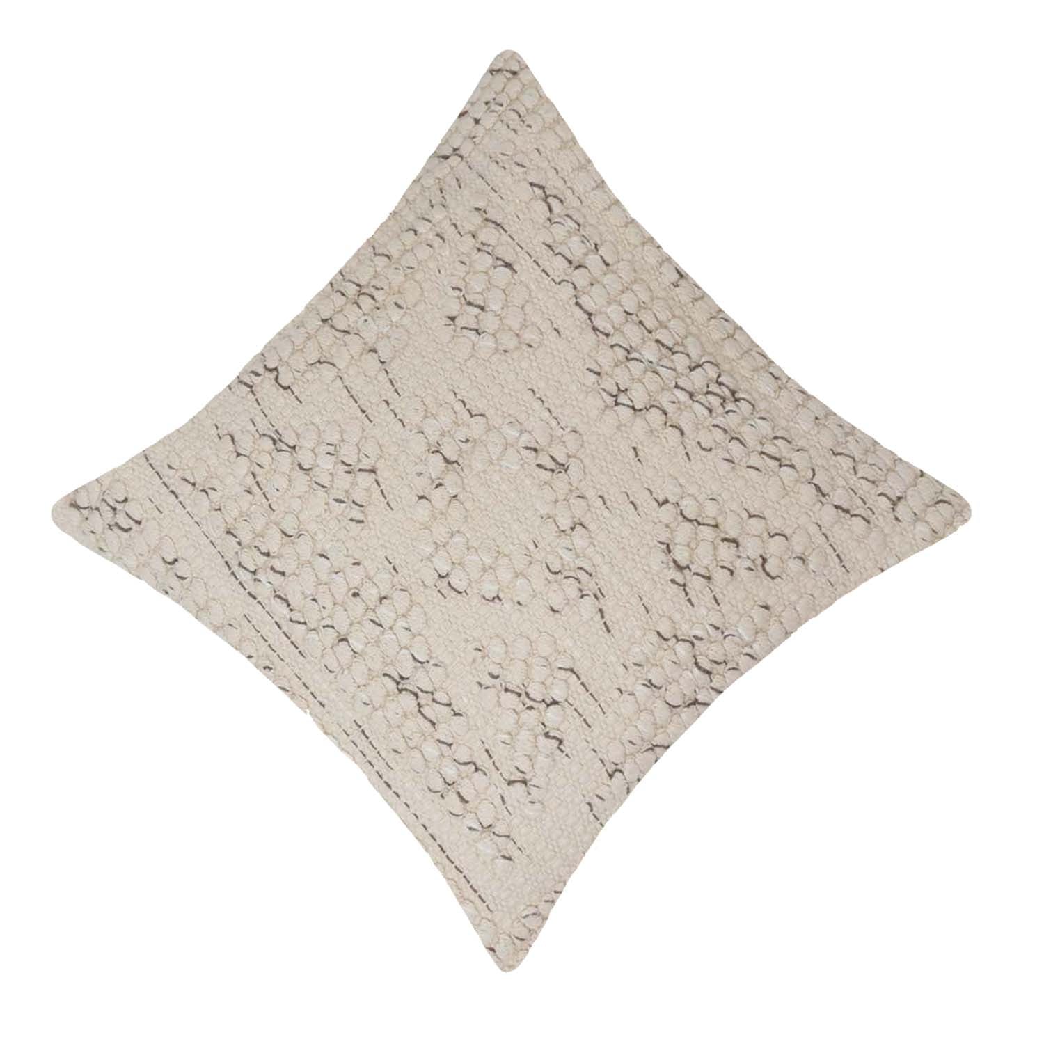 Handmade Tufted Cotton Cushion Cover 45x45 cm | Boho Textured Throw Pillow Cover | Ivory Decorative Cushion Cover with Hidden Zip | 100% Cotton