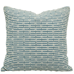 Handwoven Cotton Cushion Cover 45x45 cm | Blue & Ivory Geometric Woven Design | Decorative Throw Pillow Cover with Hidden Zipper | Modern Home Décor