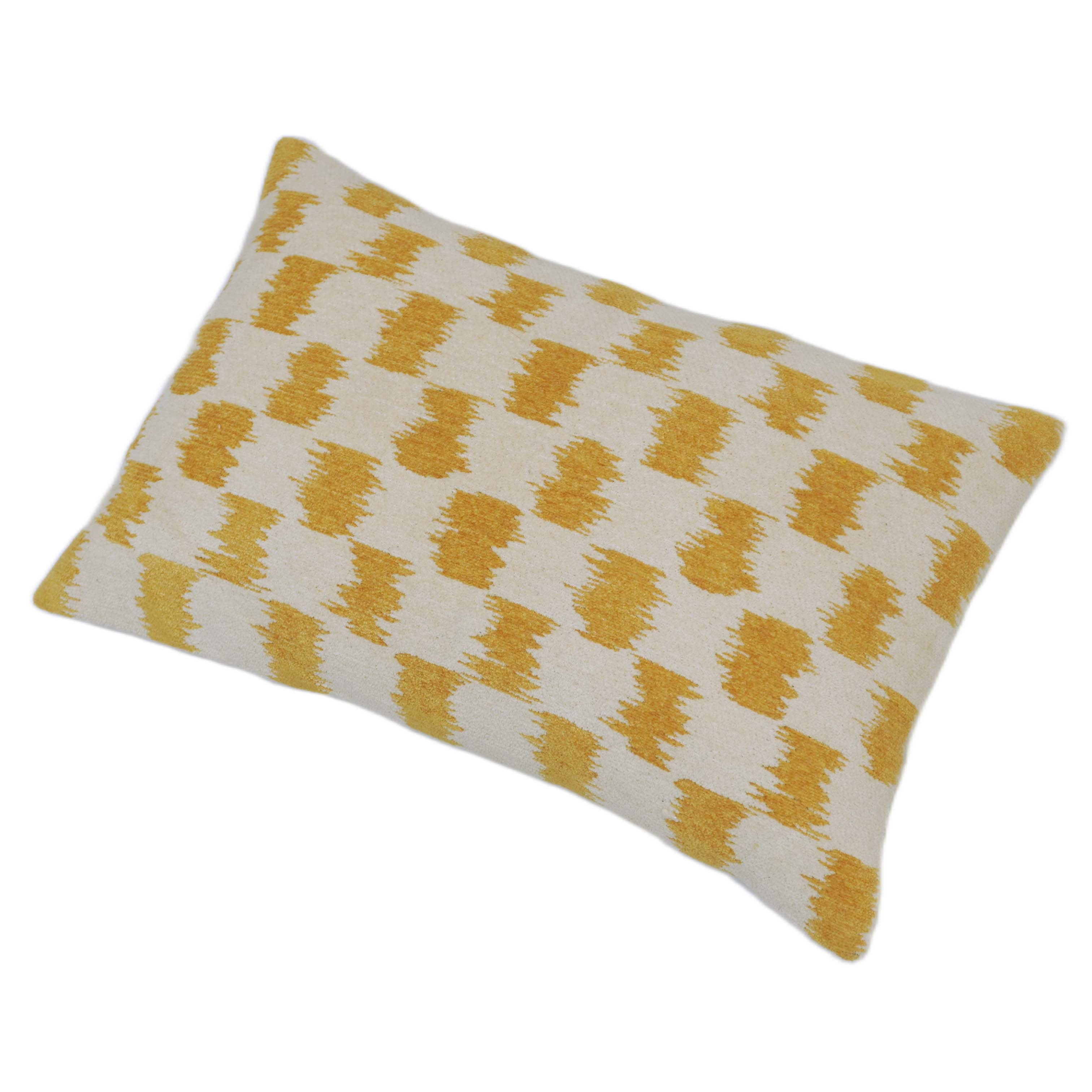 Ivory & Mustard Abstract Jacquard Lumbar Cushion Cover 35x50 cm