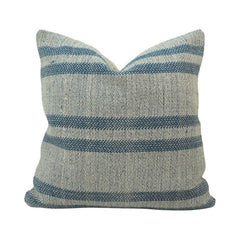 Handwoven Blue Striped Cotton Cushion Cover | 45x45 cm Decorative Throw Pillow Cover | Farmhouse & Coastal Style