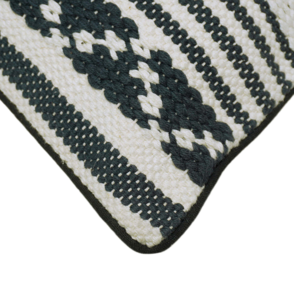 Handwoven Black & Ivory Cotton Cushion Cover – 45 x 45 cm