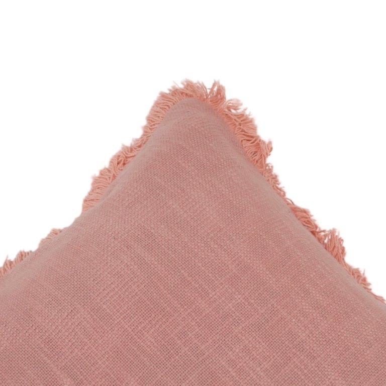 Blush Pink Fringed Cotton Cushion Cover | Soft Textured Throw Pillow Cover | 45x45 cm - Bulk manufacturer & supplier from Panipat, India