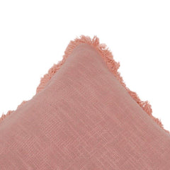 Blush Pink Fringed Cotton Cushion Cover | Soft Textured Throw Pillow Cover | 45x45 cm