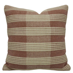 Handwoven Cotton Cushion Cover 45x45 cm | Textured Woven Check Pattern | Beige & Brown Decorative Throw Pillow Cover | Modern Boho Farmhouse Home Décor | Concealed Zip