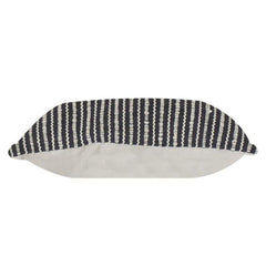 Handwoven Black & White Striped Cotton Cushion Cover | Textured Modern Accent Pillow