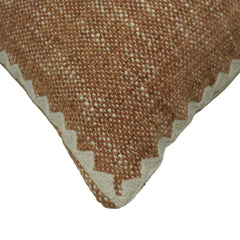 Handwoven Cotton Cushion Cover 45x45 cm | Brown & Ivory Geometric Woven Throw Pillow Cover | Textured Boho Farmhouse Decorative Cushion Cover | Concealed Zipper