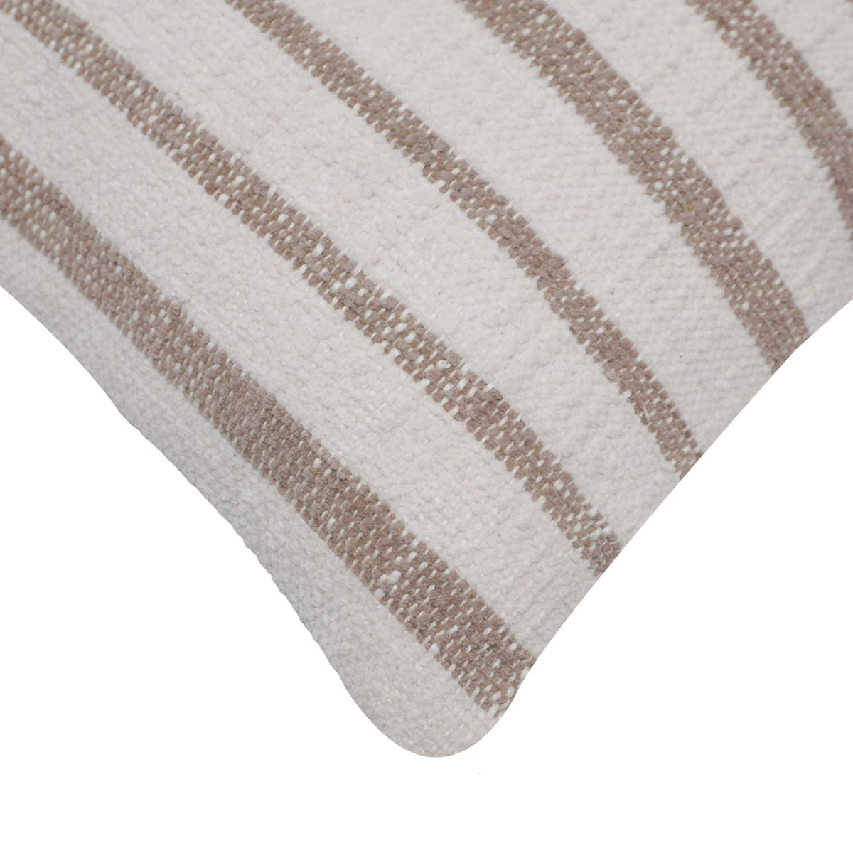 Handwoven Striped Cotton Cushion Cover 45x45 cm | Neutral Beige & Ivory Woven Throw Pillow Cover | Modern Farmhouse & Boho Home Décor - Bulk manufacturer & supplier from Panipat, India