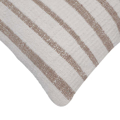 Handwoven Striped Cotton Cushion Cover 45x45 cm | Neutral Beige & Ivory Woven Throw Pillow Cover | Modern Farmhouse & Boho Home Décor
