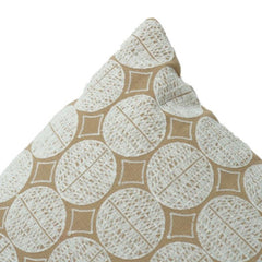Geometric Embroidered Cotton Cushion Cover 45x45 cm | Beige & Ivory Textured Circle Pattern | Modern Decorative Pillow Cover