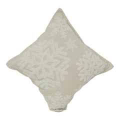 Ivory Snowflake Embroidered Cotton Cushion Cover | Textured Winter-Inspired Decorative Pillow | 18x18 Inch
