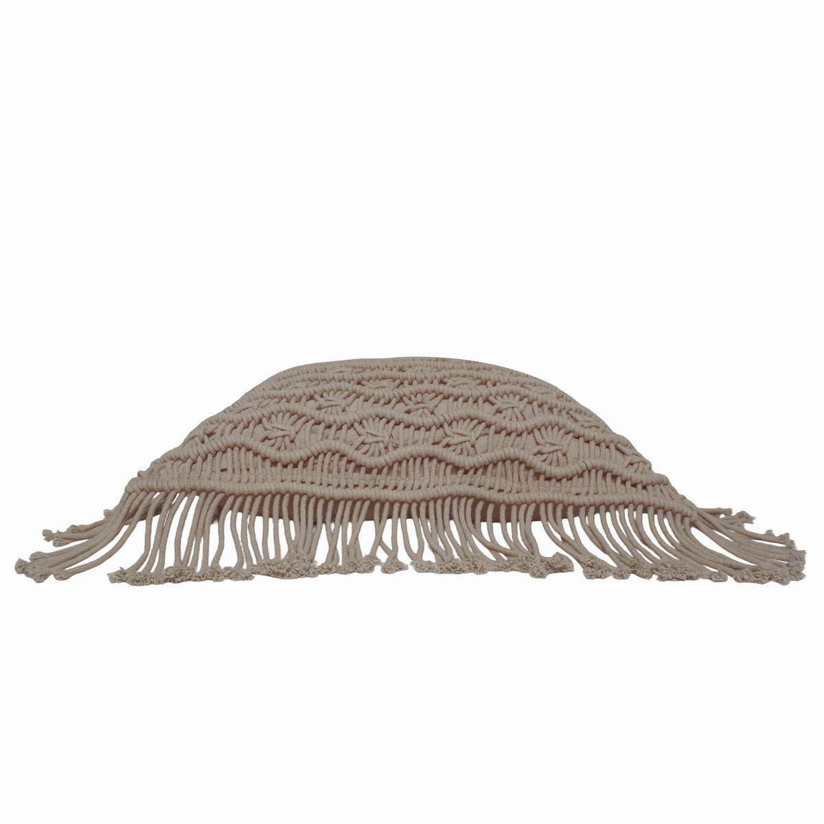 Handcrafted Macramé Cotton Cushion Cover 45x45 cm – Textured Boho Fringe Pillow Cover