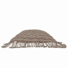 Handcrafted Macramé Cotton Cushion Cover 45x45 cm – Textured Boho Fringe Pillow Cover