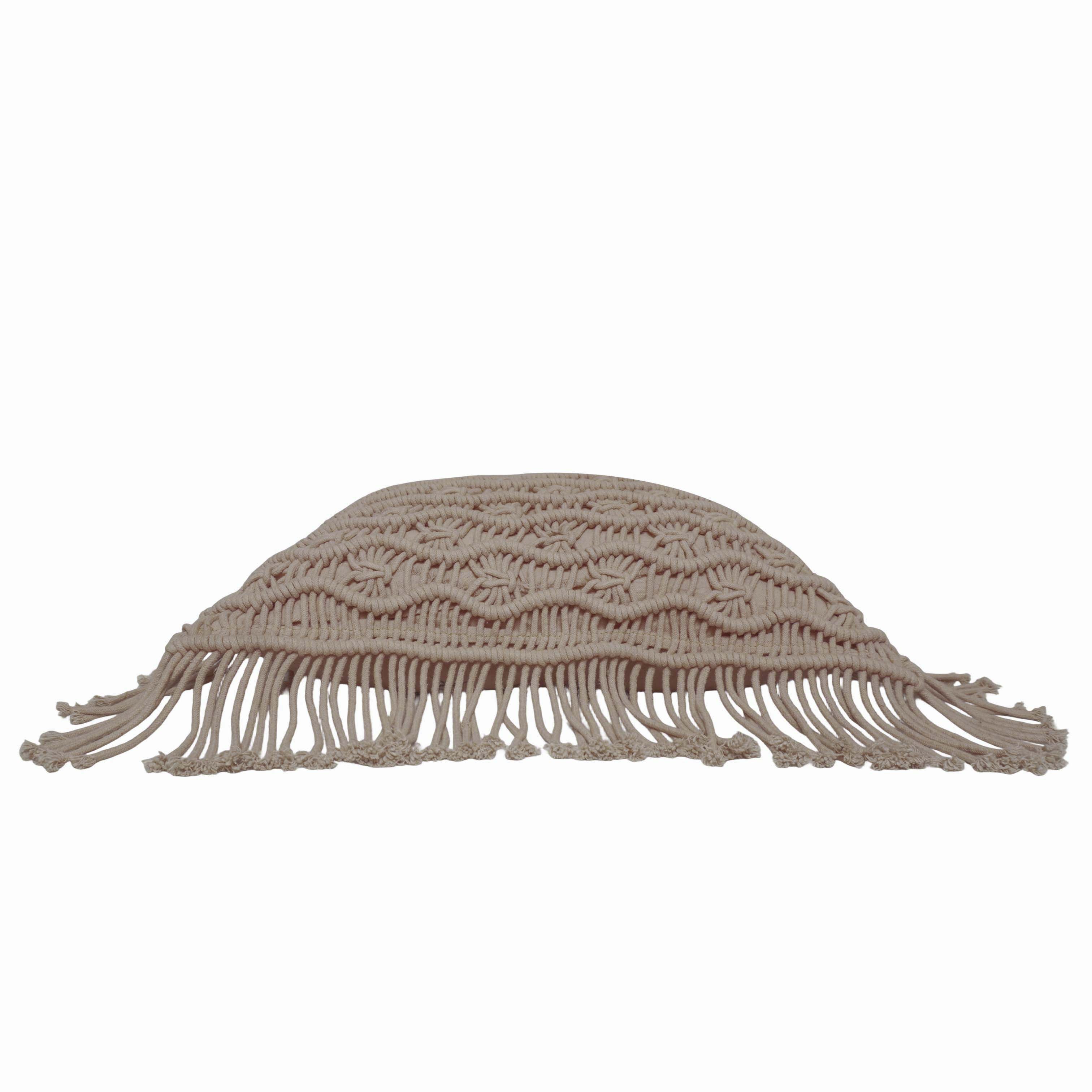 Handcrafted Macramé Cotton Cushion Cover 45x45 cm – Textured Boho Fringe Pillow Cover