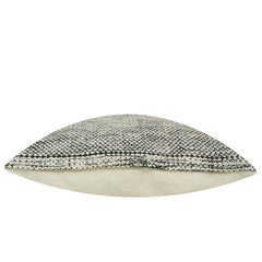Handwoven Cotton Cushion Cover 45x45 cm | Black & Ivory Textured Woven Decorative Pillow Cover | Modern Boho Sofa Cushion Cover with Hidden Zipper