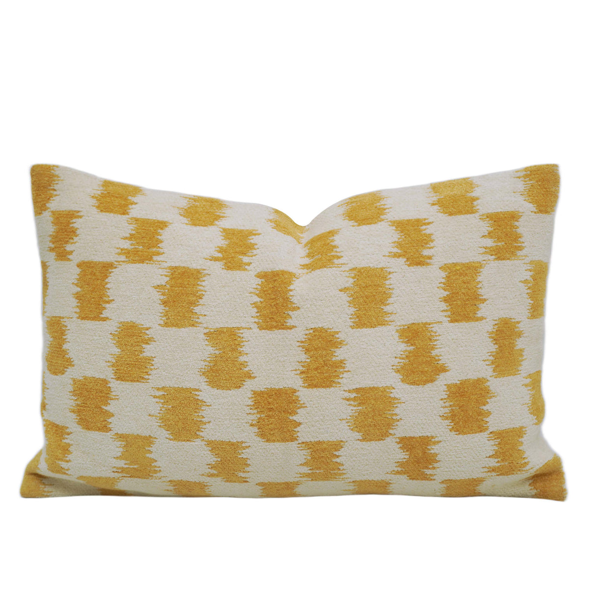 Ivory and mustard abstract woven jacquard cushion cover 35x50 cm