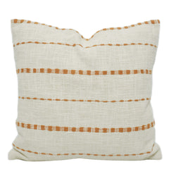 Ivory & Terracotta Stripe Handwoven Cotton Cushion Cover 45x45 cm
