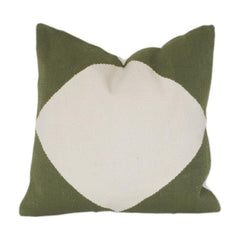 Green & Ivory Heart-Design Cotton Cushion Cover 45x45 cm