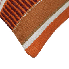 Handwoven Cotton Cushion Cover 35 x 50 cm – Rust & Terracotta Striped Textured Design
